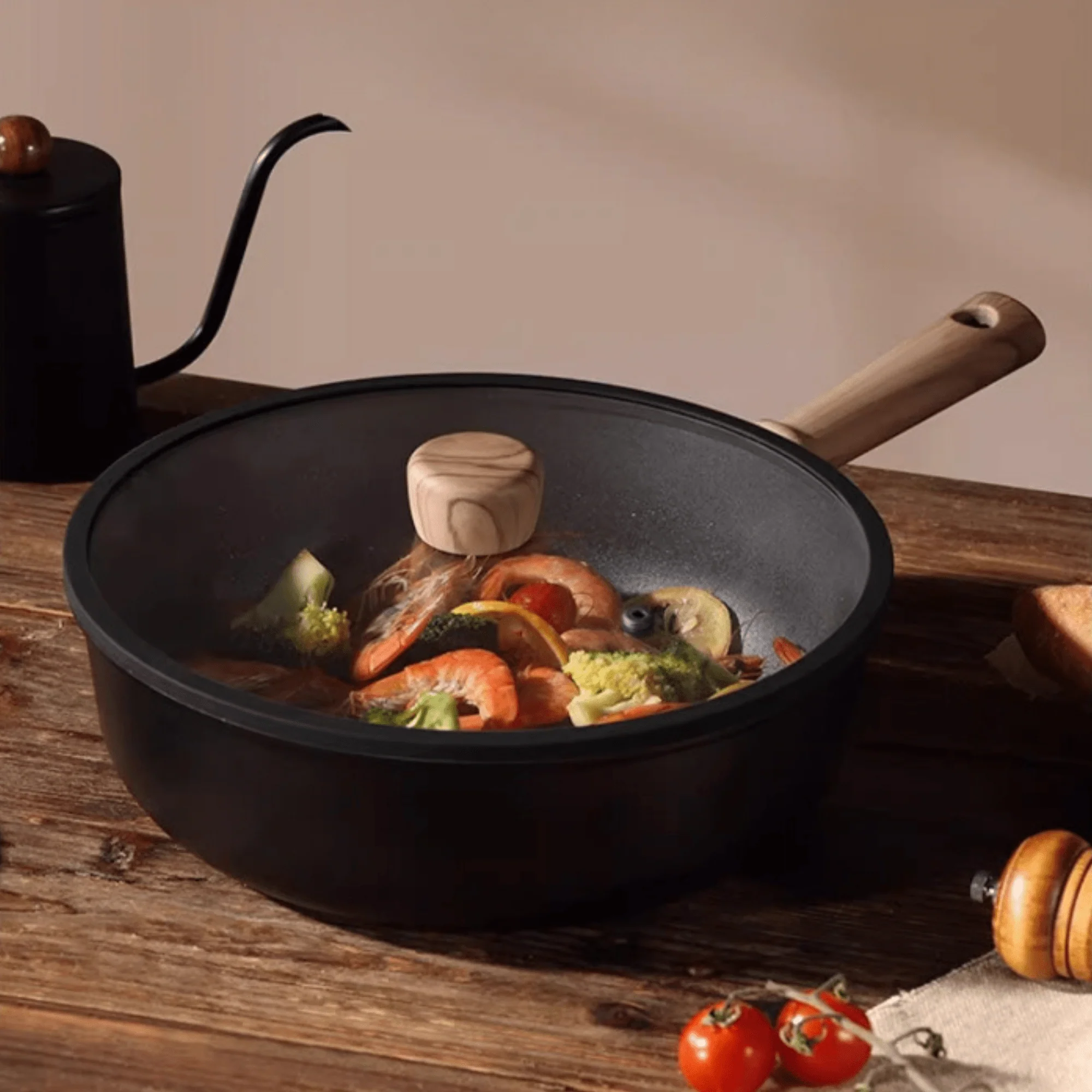 Durable Aluminum Alloy Titanium Fry Wok with Non-Stick Surface (28cm)
