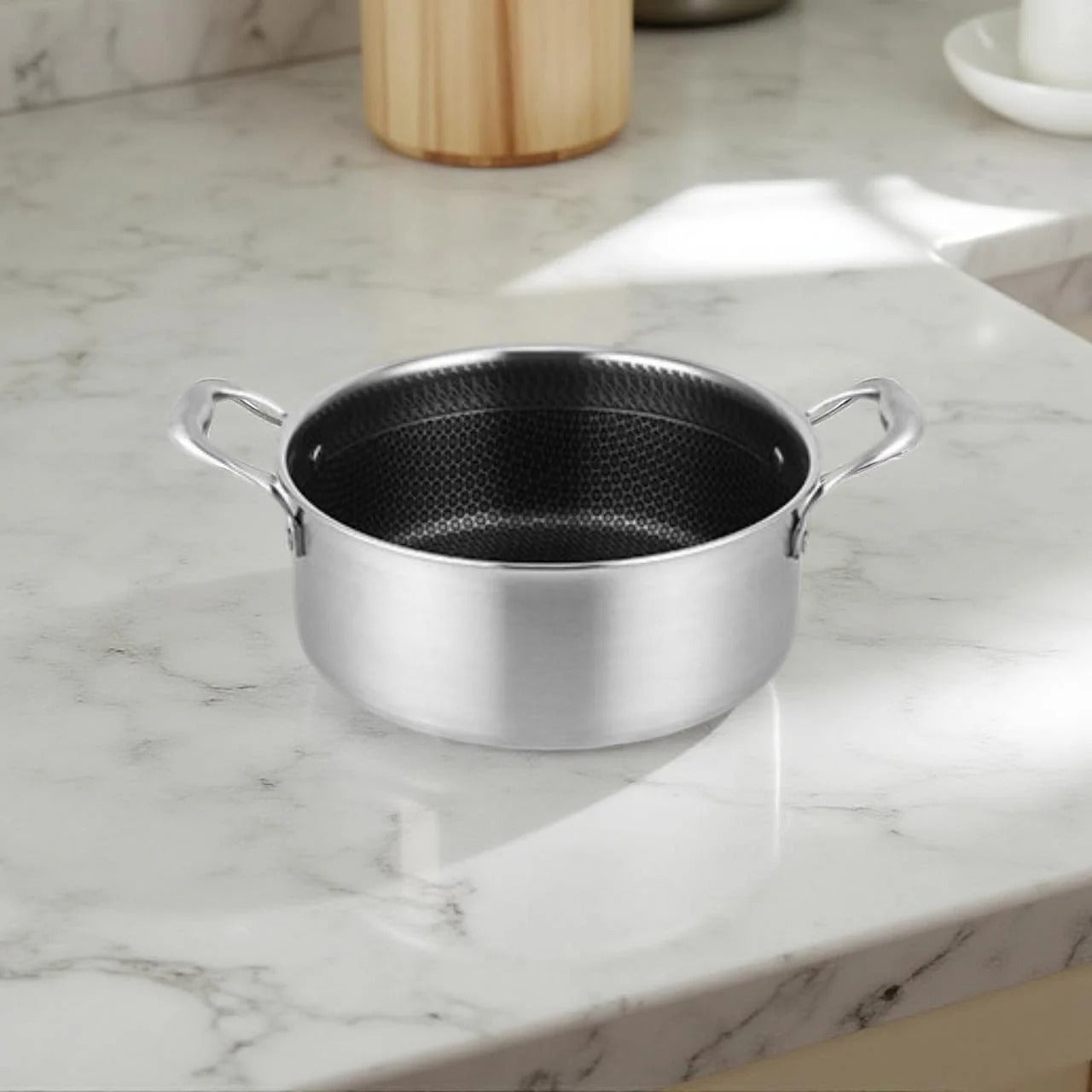 Multi-Purpose Stainless Steel Honeycomb Soup Pot with Lid (24cm)