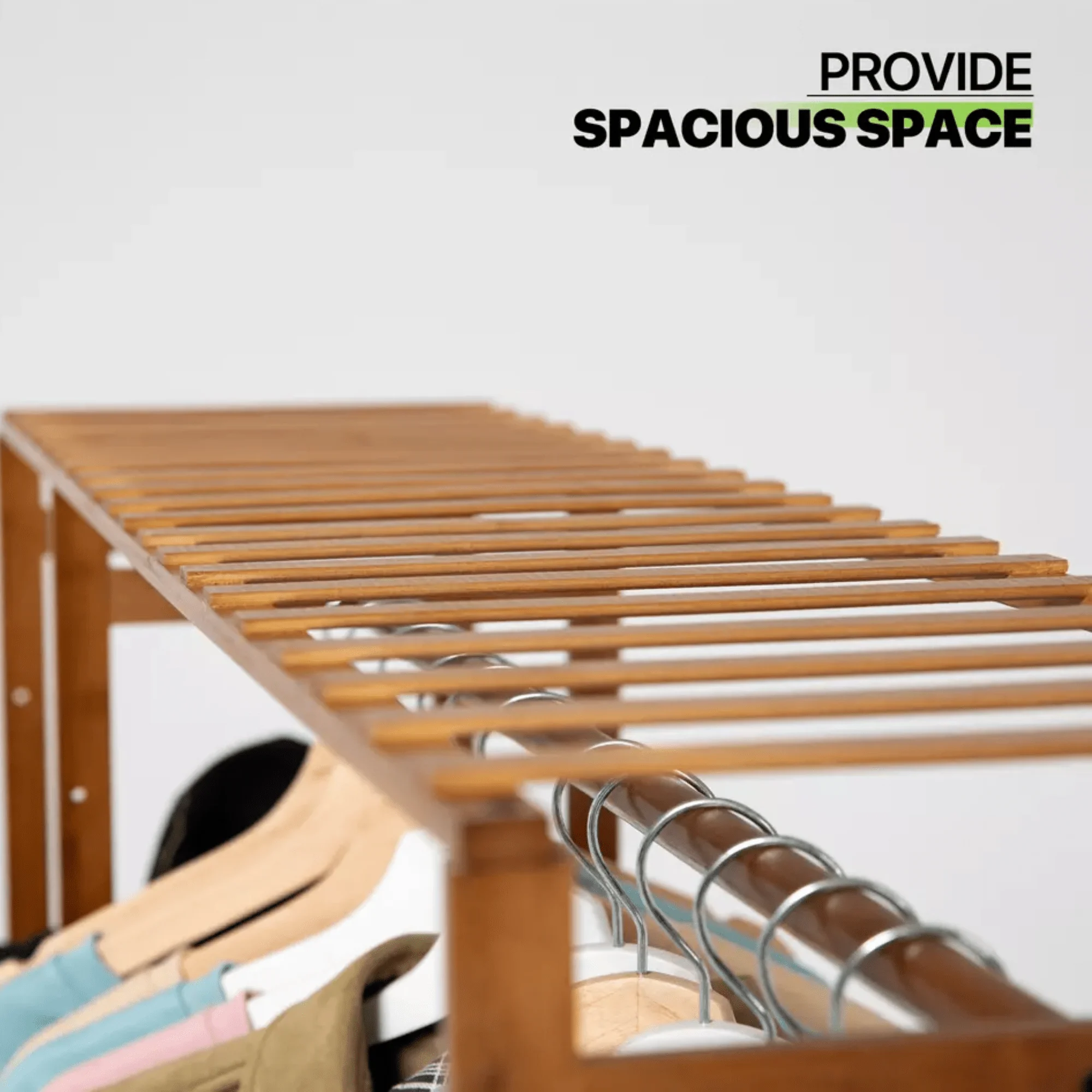 Multi-Functional Bamboo Clothes Rack with Hooks & Pants Storage (123cm)