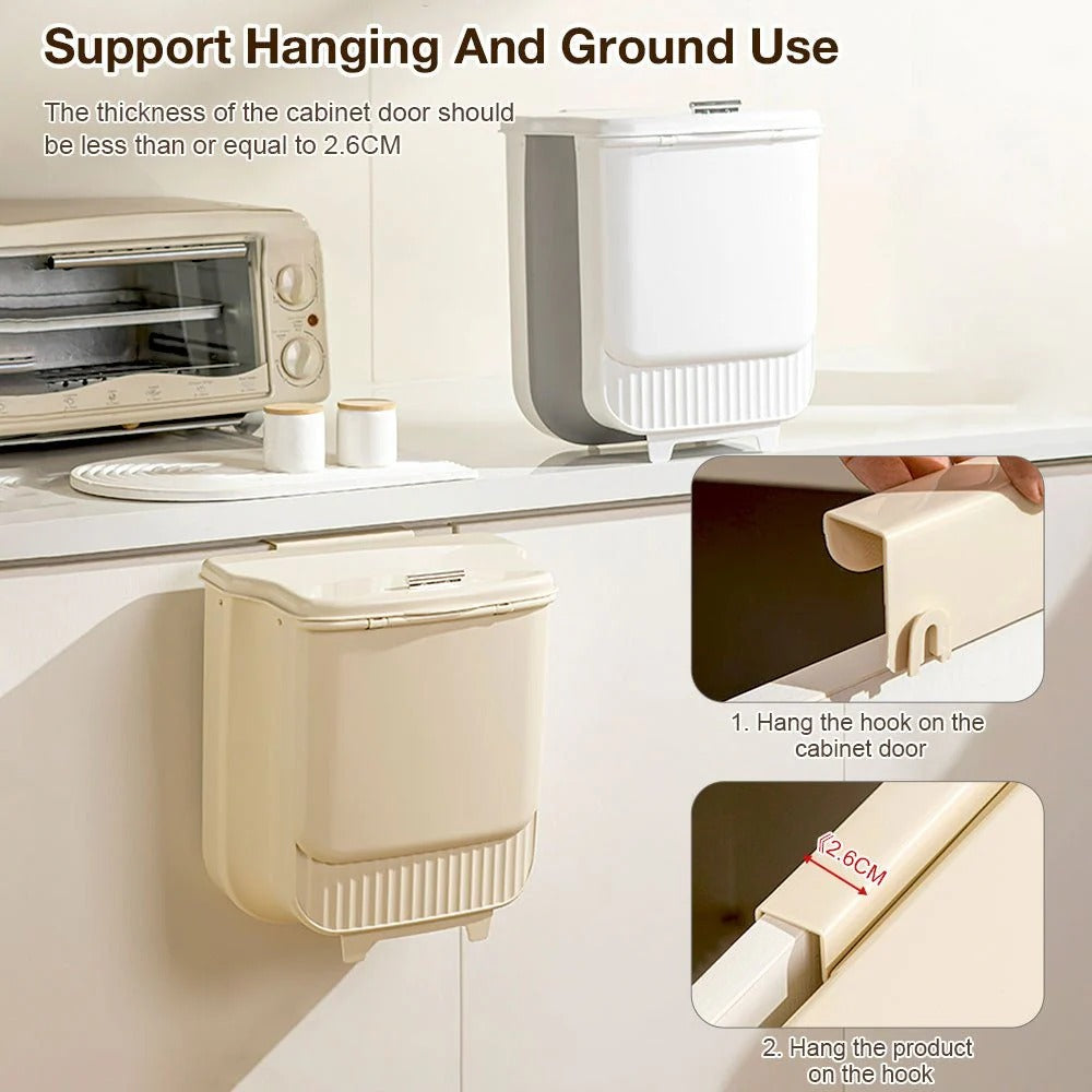 Space-Saving Folding Kitchen Trash Can with Lid(12L)