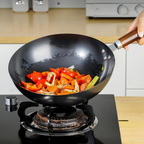 Fine Iron Cooking Pan with Wooden Handle