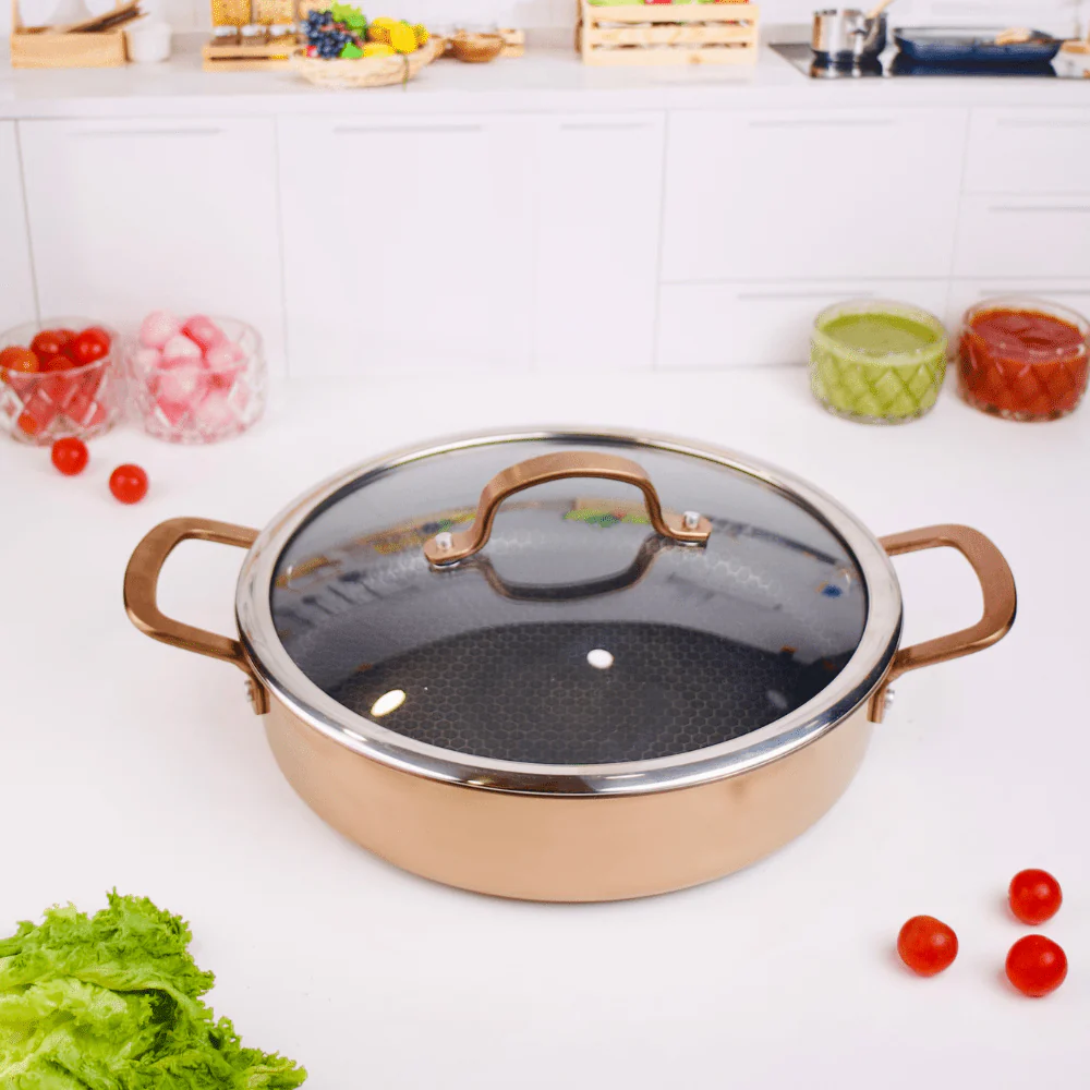 Multi-Purpose Copper Core Honeycomb Cooking Pot With Lid (26cm)