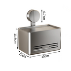 Wall-Mounted Suction Cup Toilet Tissue Box with Storage Shelf