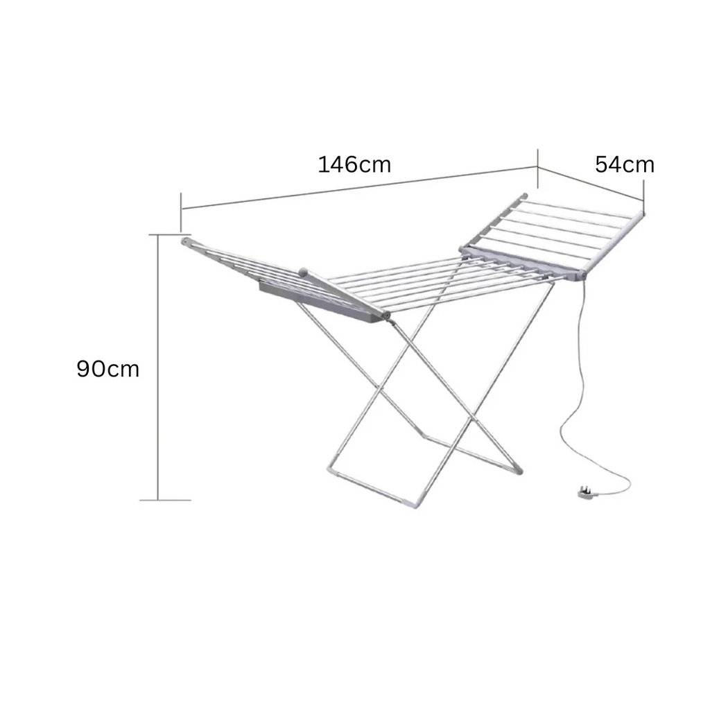 Foldable Electric Heated Aluminum Drying Rack with Wing Design