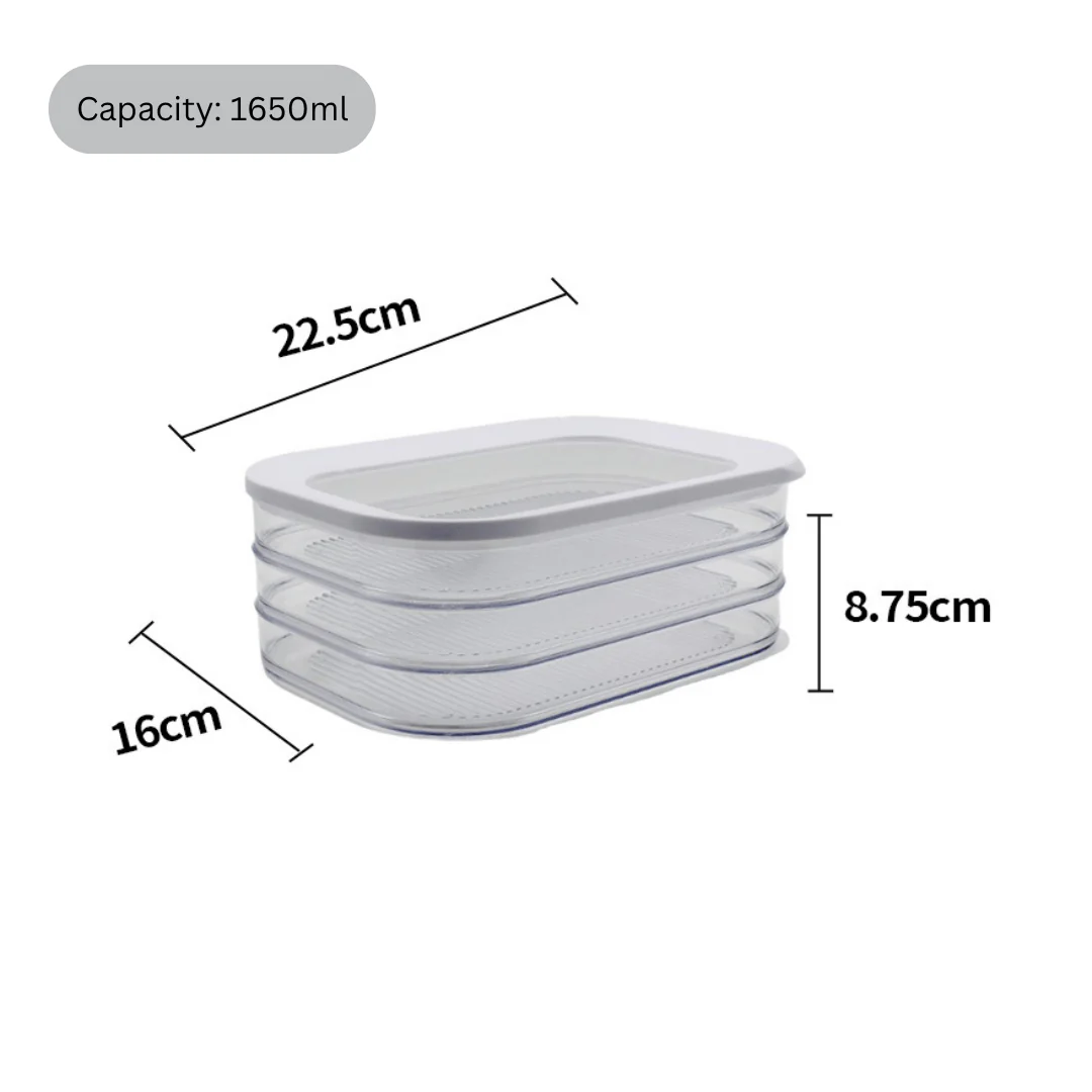 Multi-Purpose Three-Layer Transparent Refrigerator Sealed Storage Box with Lid