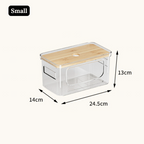 Multi-Purpose Transparent Storage Box with Bamboo Lid