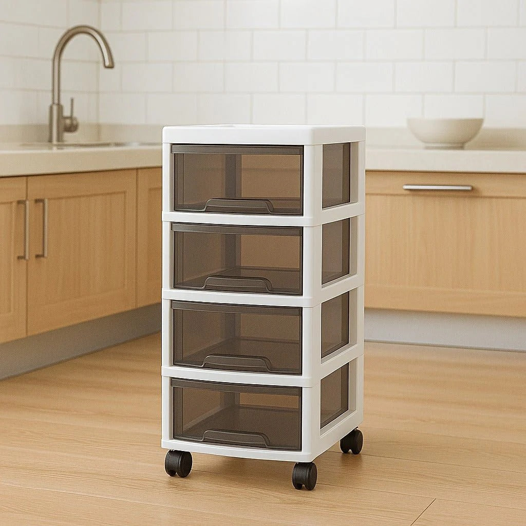 Multipurpose Multi-Layer Under Desk Storage Organizer with Lockable Wheels