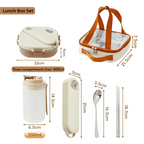 Premium 3-Grid Stainless Steel Lunch Box Set with Insulated Bag (800 ml)