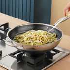 Multi-Purpose Stainless Steel Honeycomb Frying Wok With Lid (32cm)