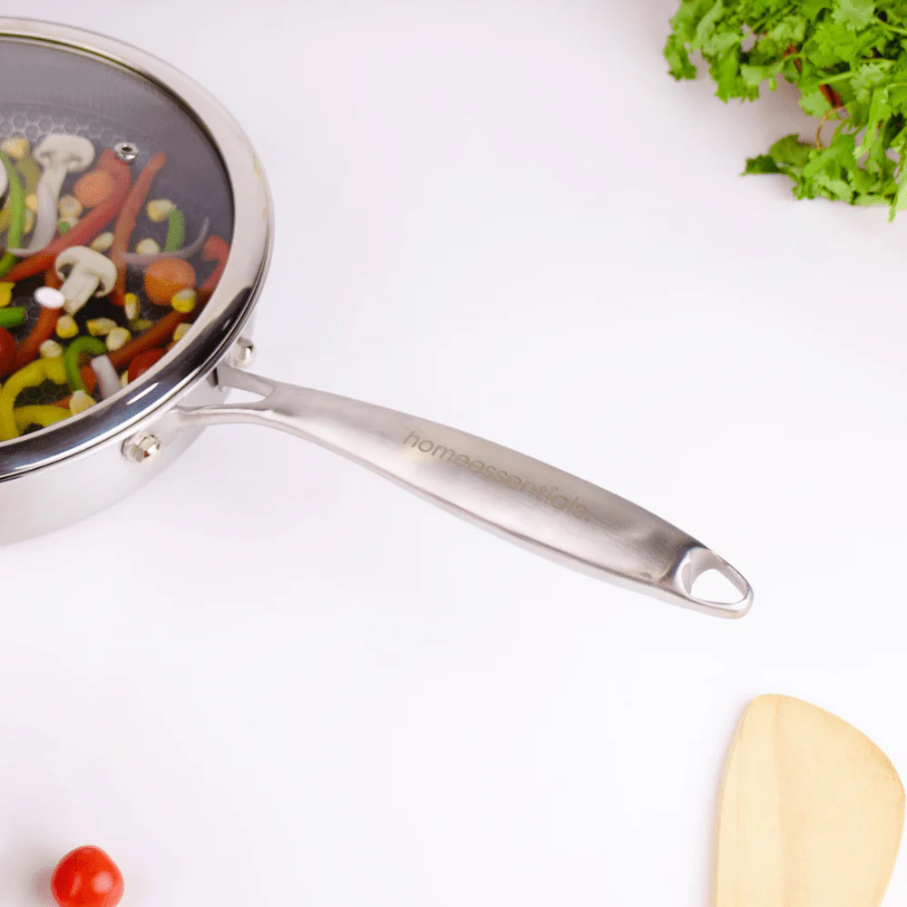 Multi-Purpose Stainless Steel Non-Stick Honeycomb Frying Pan With Lid(24cm)