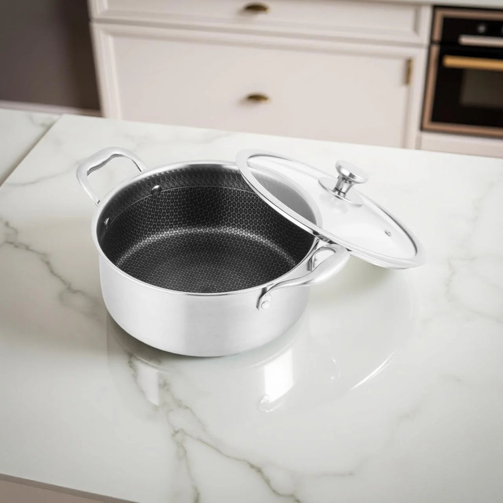 Multi-Purpose Stainless Steel Honeycomb Soup Pot with Lid (24cm)
