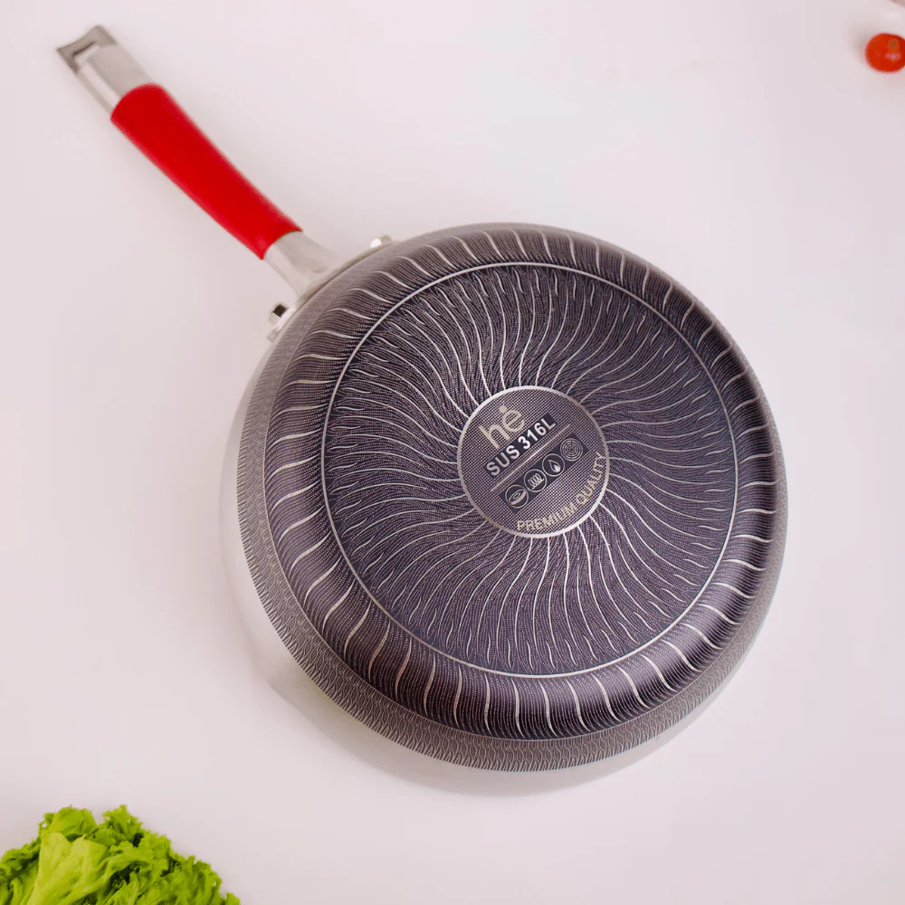 Stainless Steel Multifunctional Honeycomb Deep Frying Pan with Lid(24cm)