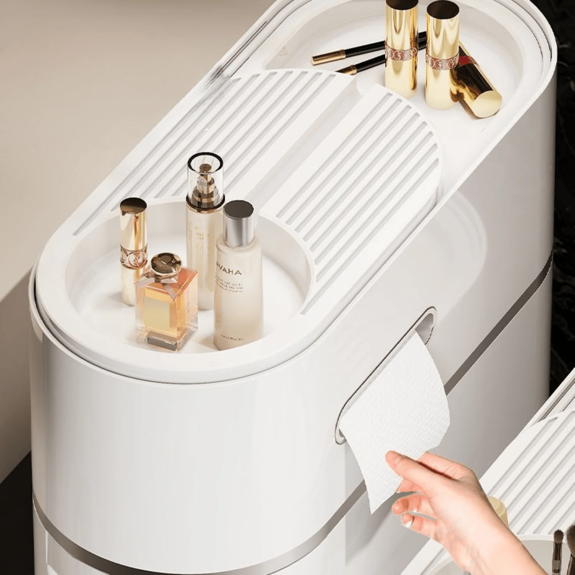 كابينة (خزانة) تخزين بلاستيكية ضيّقة ومتعددة الطبقات ويا جوارير (أدراج)