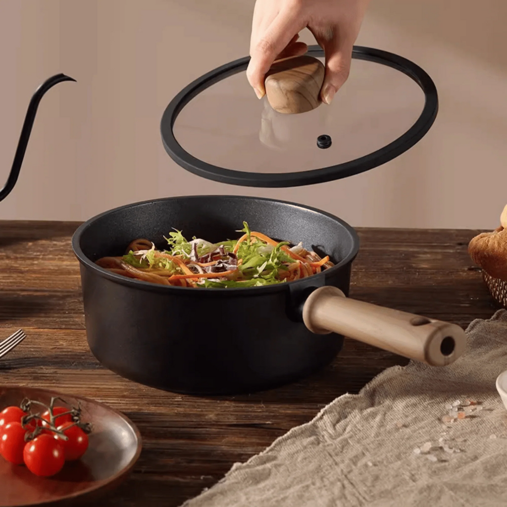 Titanium Non-Stick Induction Frying Pan with Glass Lid (24cm)