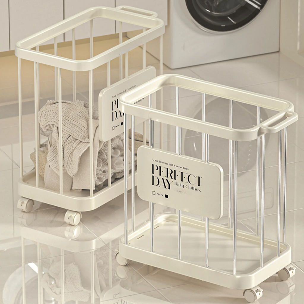 Multi-Purpose Household Plastic Storage Basket for Laundry with Wheels