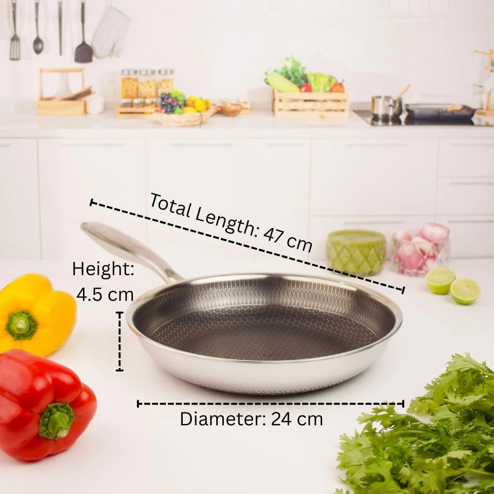 Multi-Purpose Stainless Steel Non-Stick Honeycomb Frying Pan(24cm)