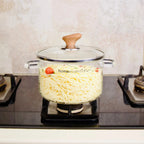 Multi-Purpose Transparent High Borosilicate Glass Pot with Lid