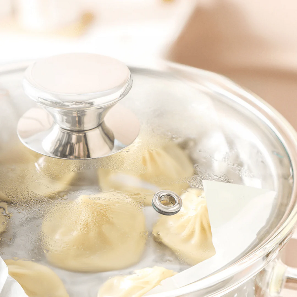 Multifunctional Borosilicate Glass and Stainless Steel Steamer Pot
