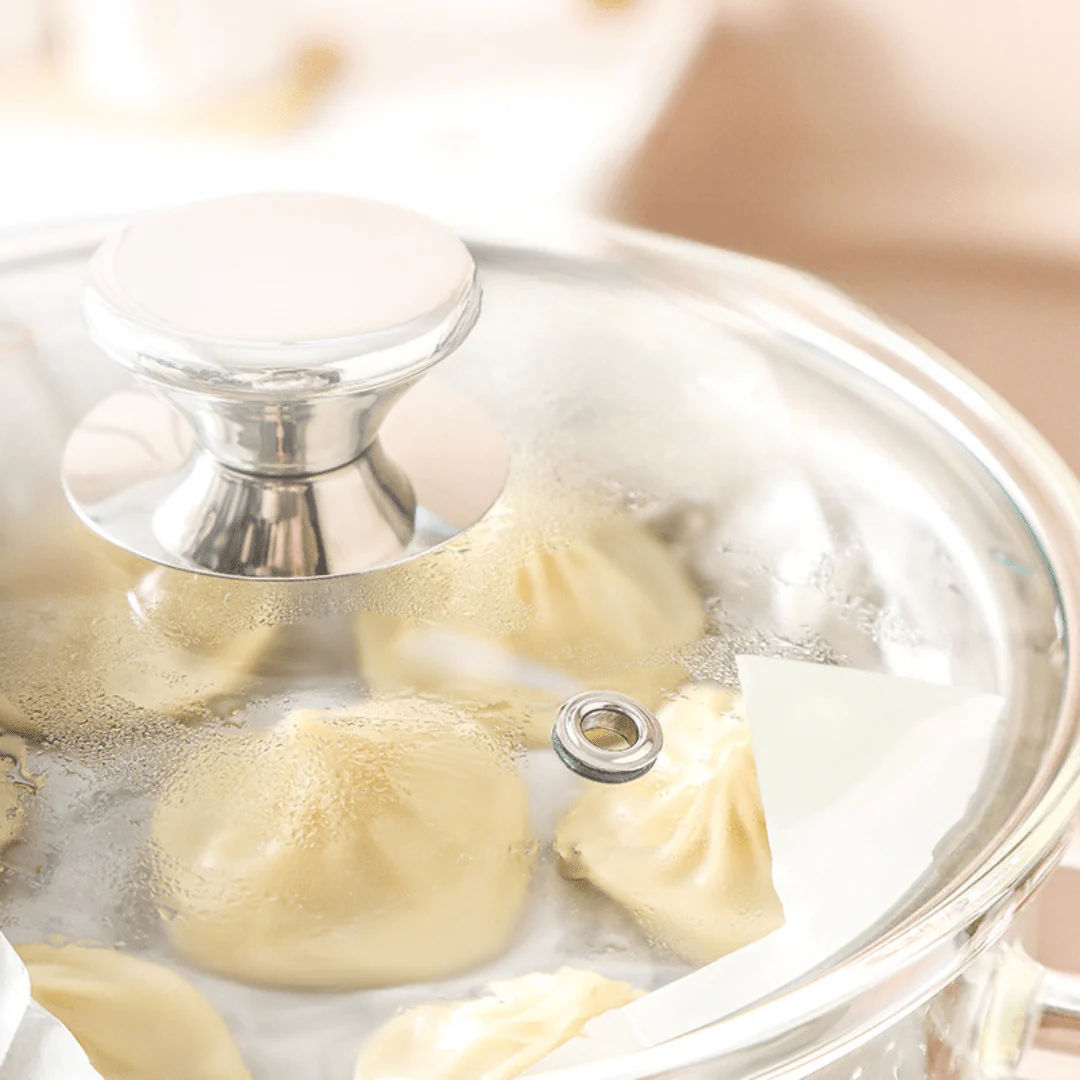 Multifunctional Borosilicate Glass and Stainless Steel Steamer Pot