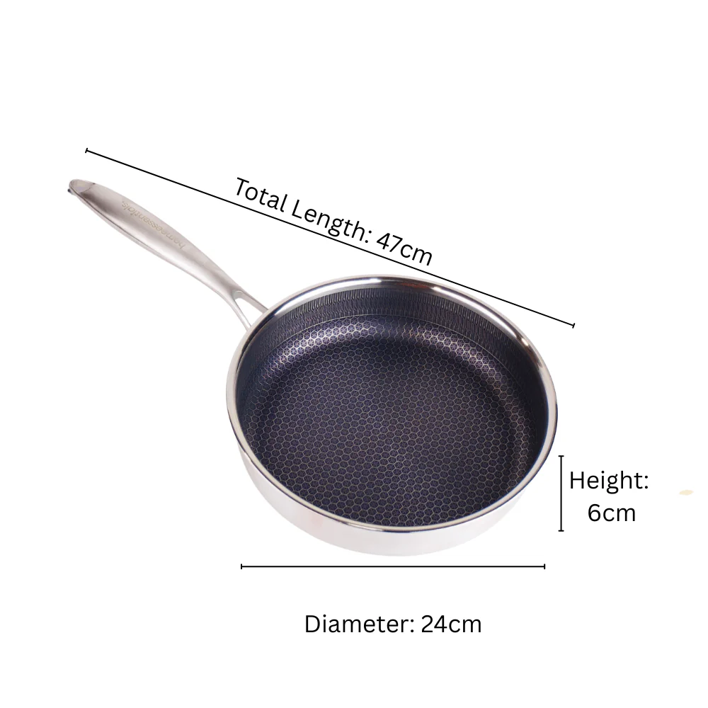 Multi-Purpose Stainless Steel Non-Stick Honeycomb Frying Pan With Lid(24cm)
