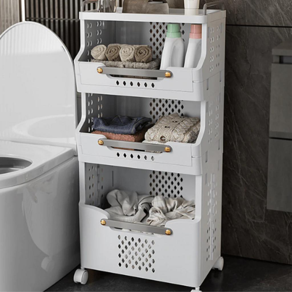 Multipurpose Multi-Layer Foldable Rolling Laundry and Storage Basket