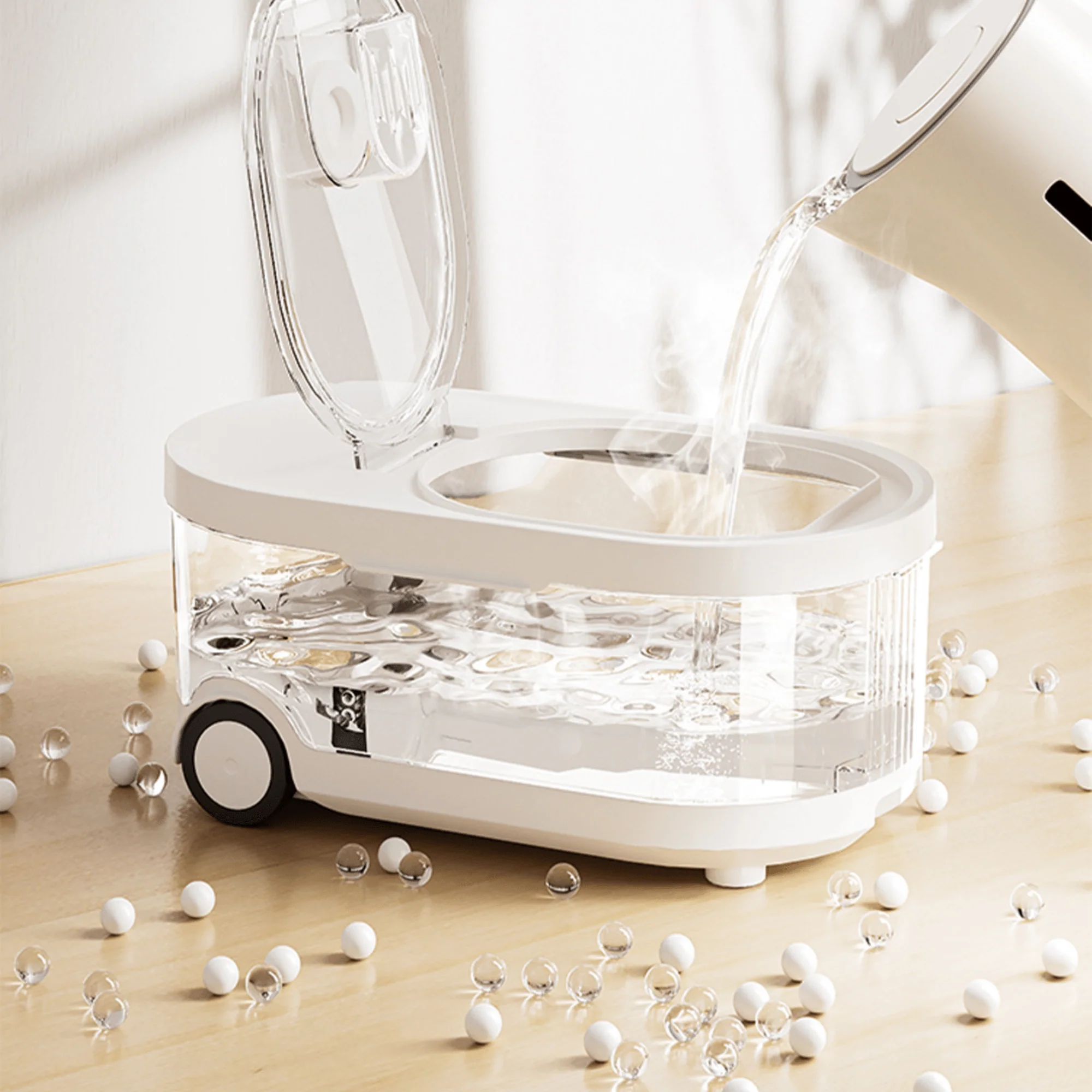 Sealed Rice Storage Container with Measuring Cup & Wheels