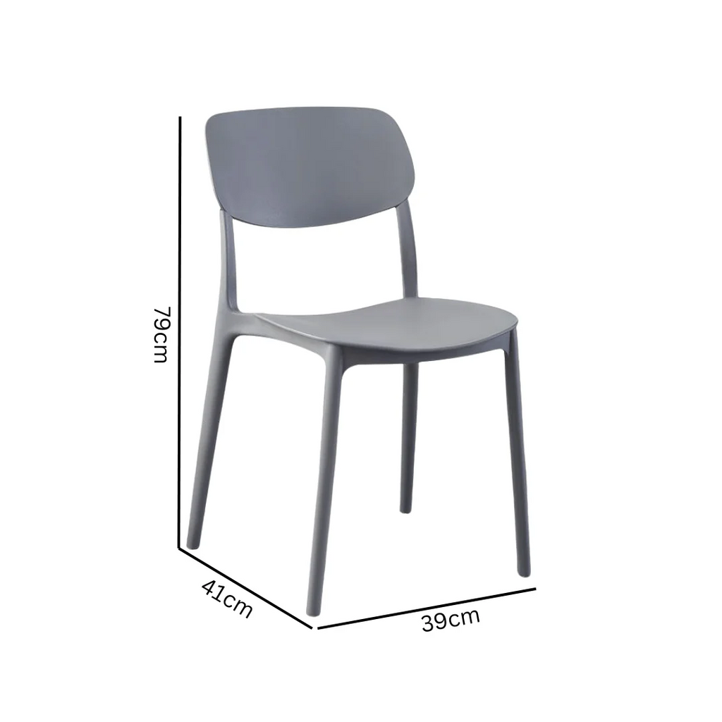 Space-Saving Stackable Plastic Chair with Curved Backrest
