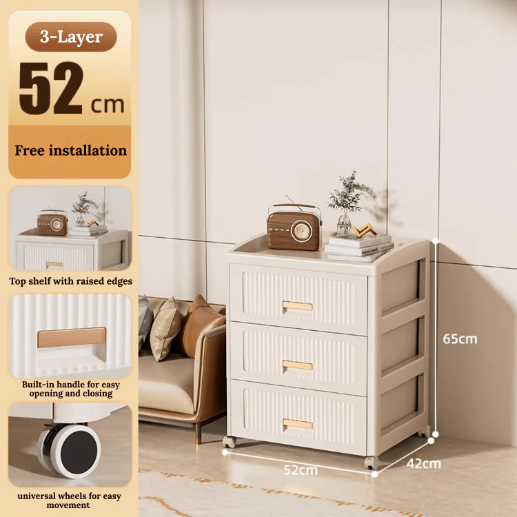 Plastic Multi-Layer Drawer Storage Cabinet with Wheels (52cm)