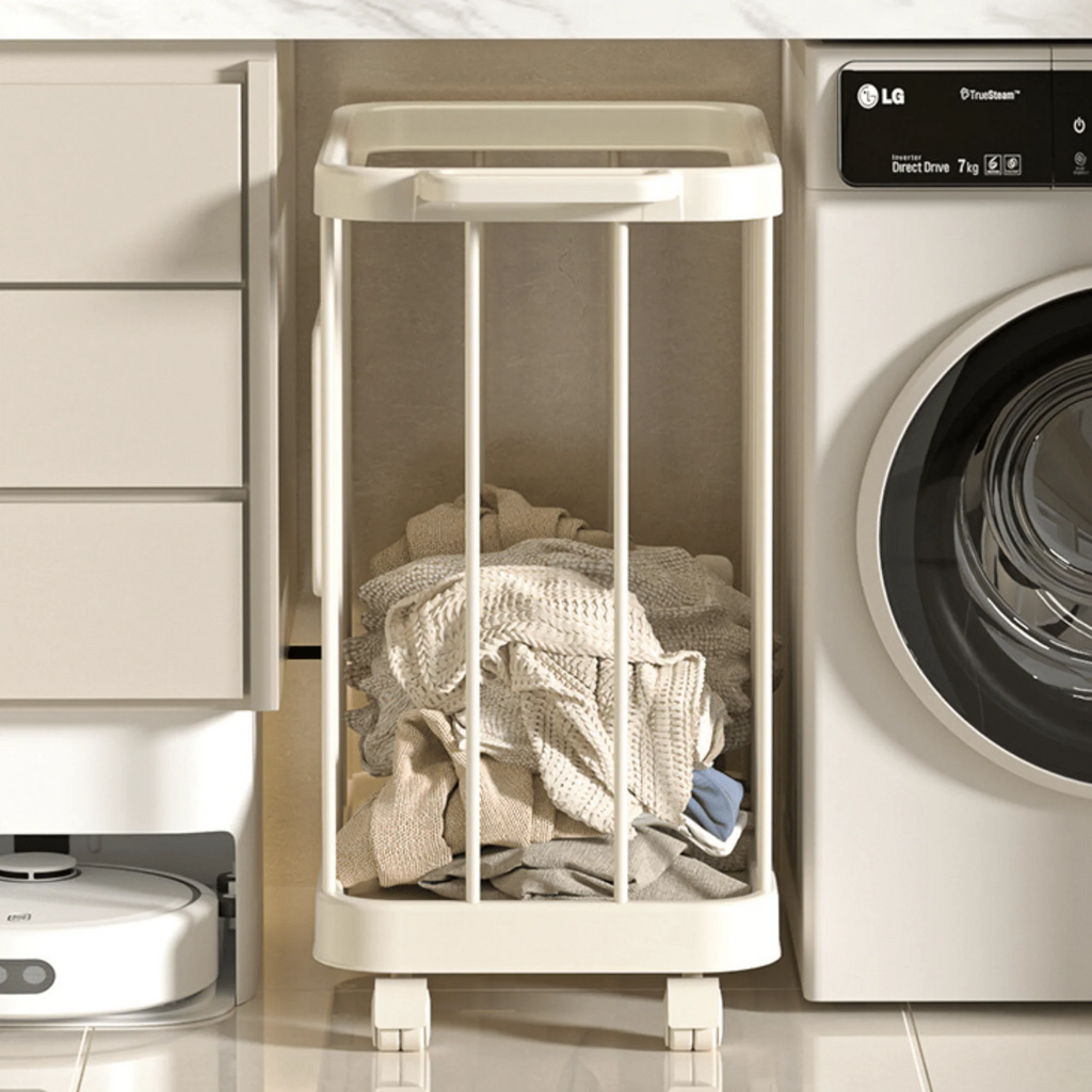 Multi-Purpose Household Plastic Storage Basket for Laundry with Wheels