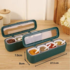 Clear Seasoning Box Set With 4 Seasoning Condiment Jars and Serving spoons