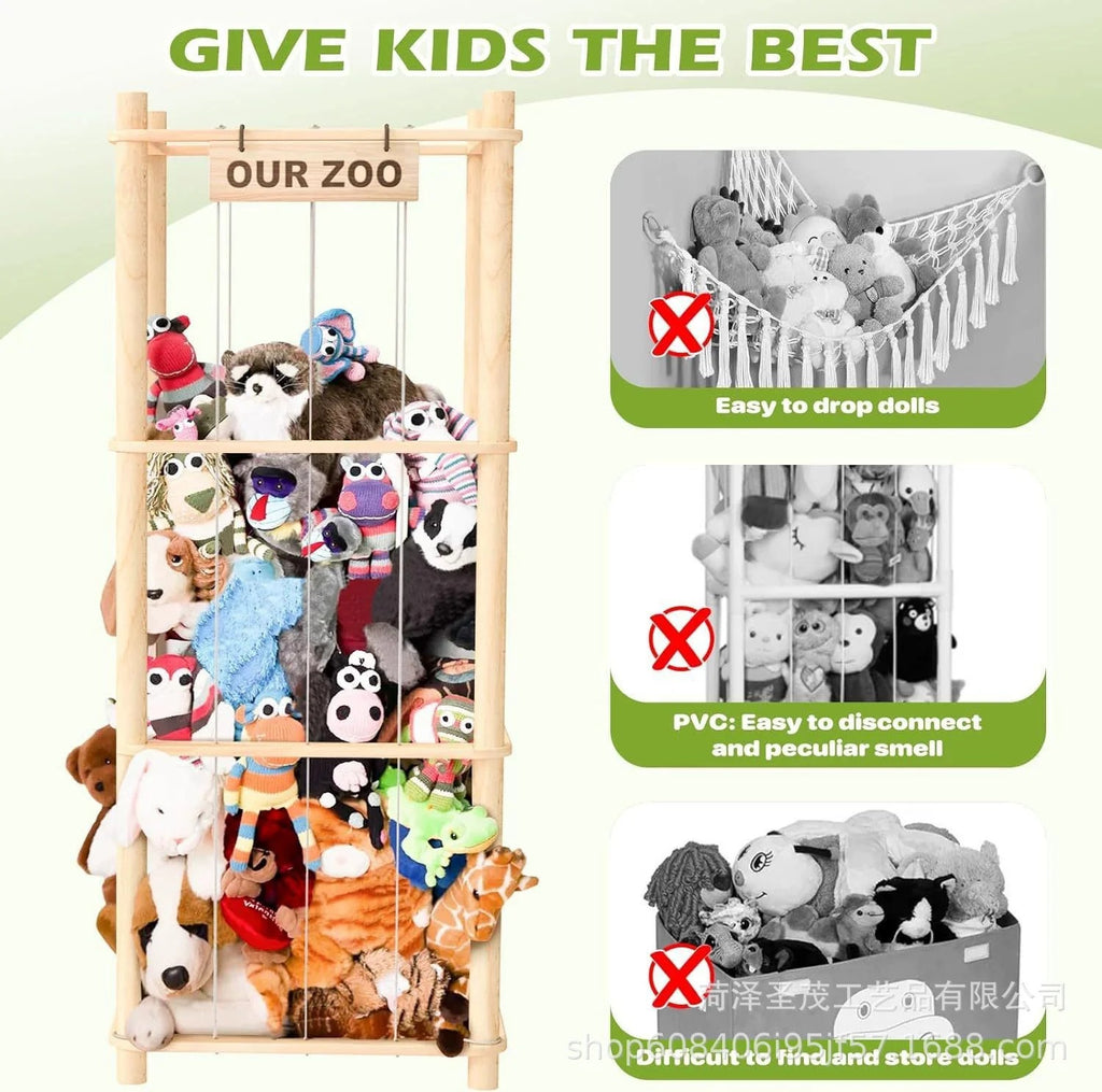 Natural Wood Stuffed Animal Tower Cage Toy Organizer(136 cm)