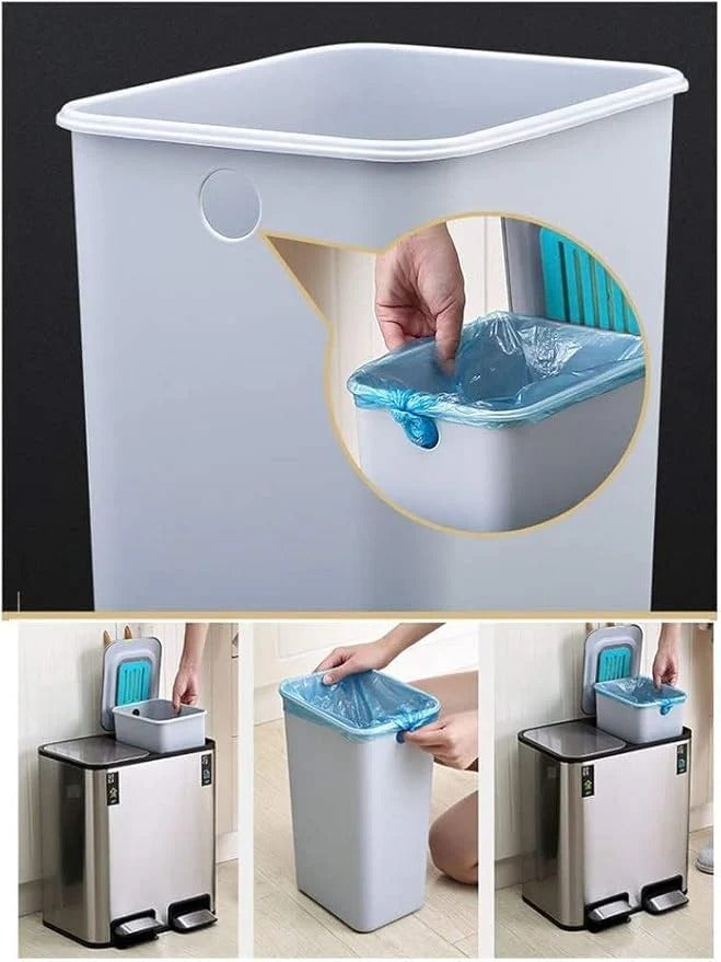 سلة مهملات (زبالة) معدنية "ستانلس ستيل" بخطوتين مزدوجة (18 لتر)