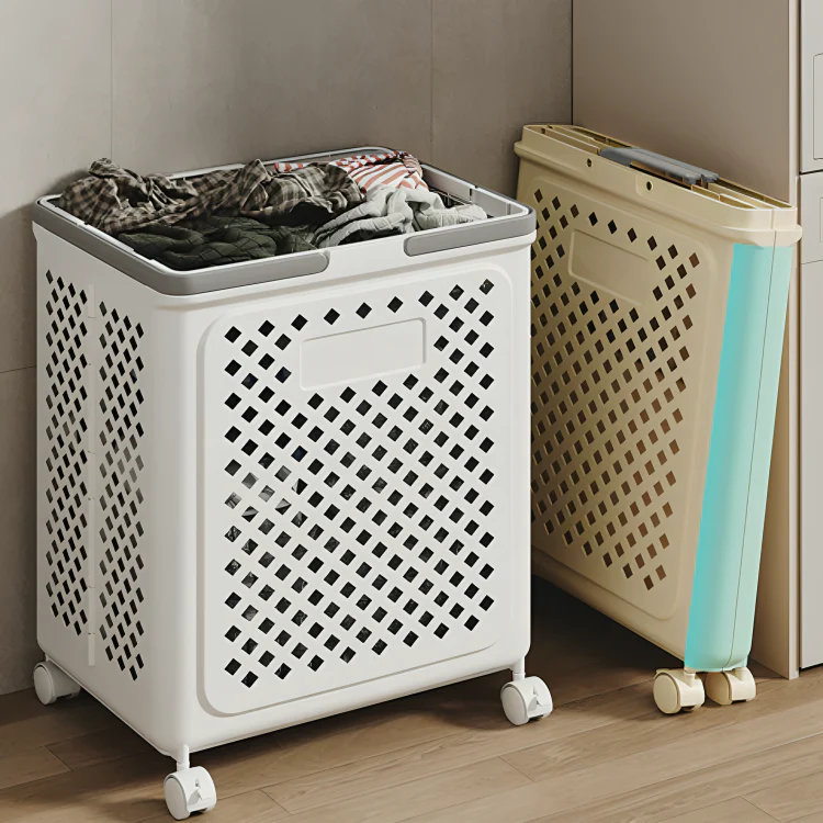 Multi-Purpose Plastic Foldable Laundry Basket with 360° Wheels