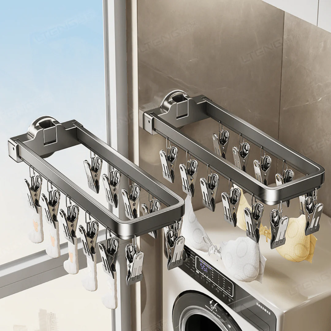 Carbon Steel Foldable Suction Cup Sock Drying Rack