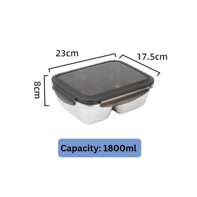 Multi-Purpose Stainless Steel 2-Compartment Food Storage Container