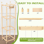 Natural Wood Stuffed Animal Tower Cage Toy Organizer(136 cm)
