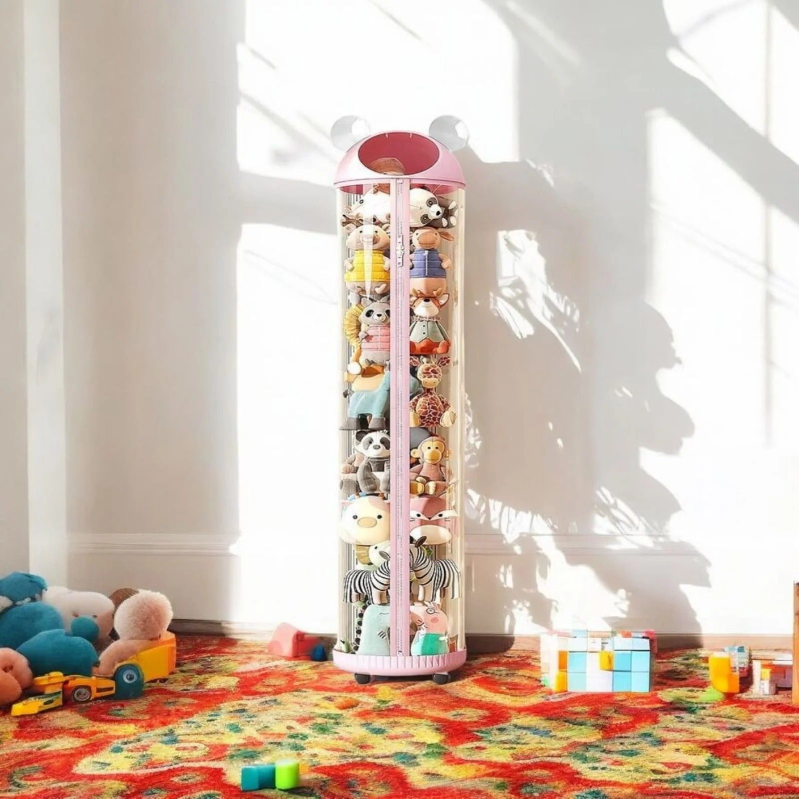 أنبوب تخزين بلاستيكي شفاف متعدد الأغراض لألعاب الأطفال ويا سحّاب (30 سم)