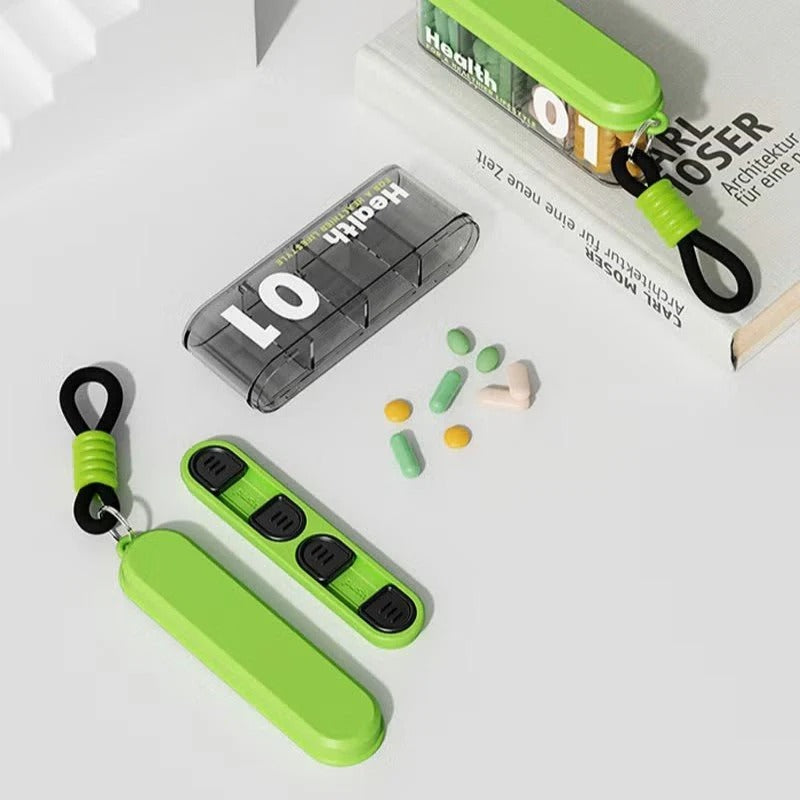 علبة حبوب (أدوية) محمولة أنيقة بـ 4 حواجز