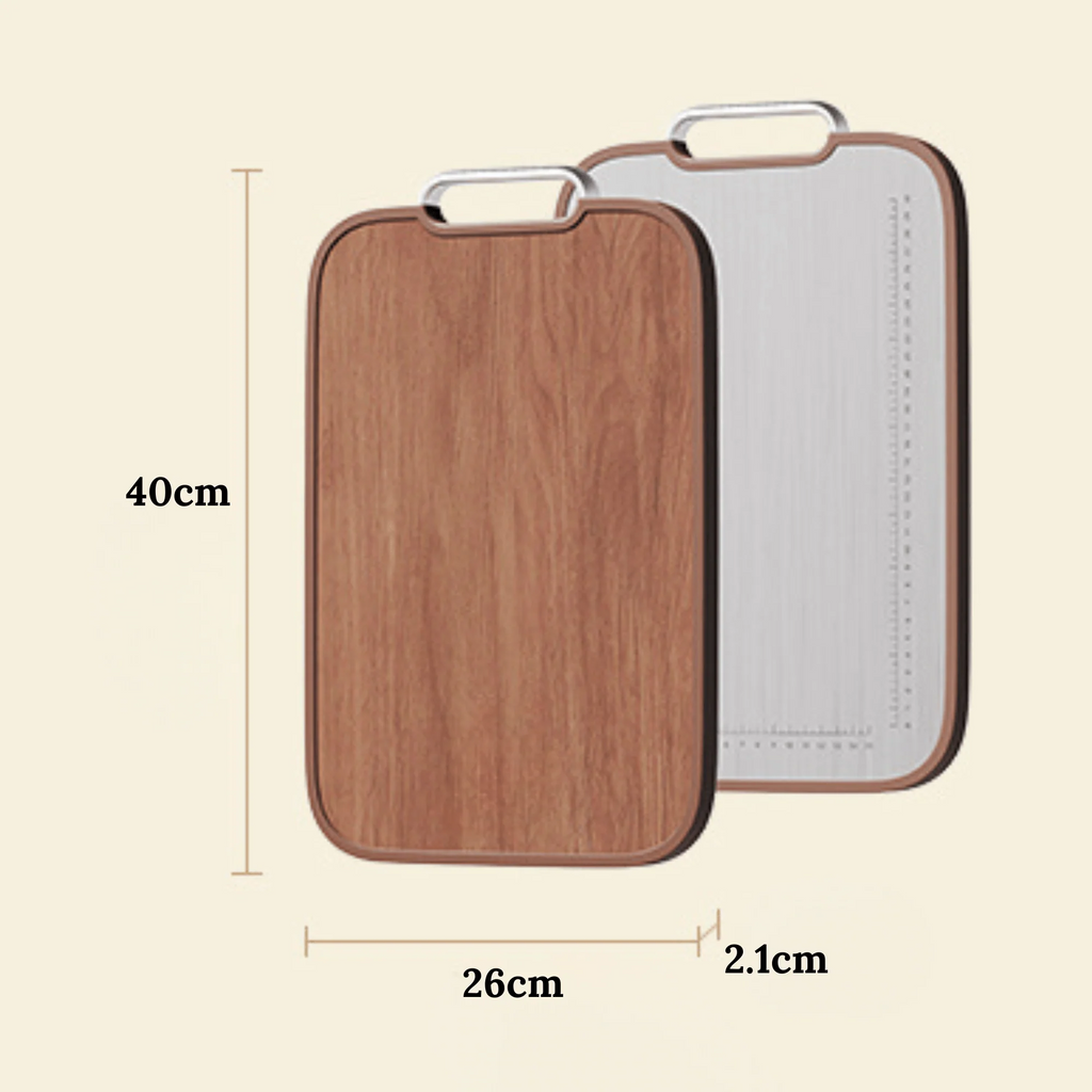 Multi-Function Ebony Stainless Steel Double-Sided Cutting Board (40cm)