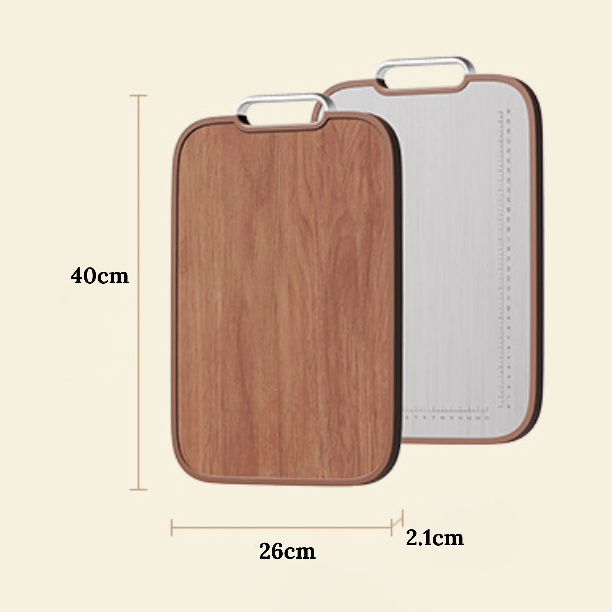 Multi-Function Ebony Stainless Steel Double-Sided Cutting Board (40cm)