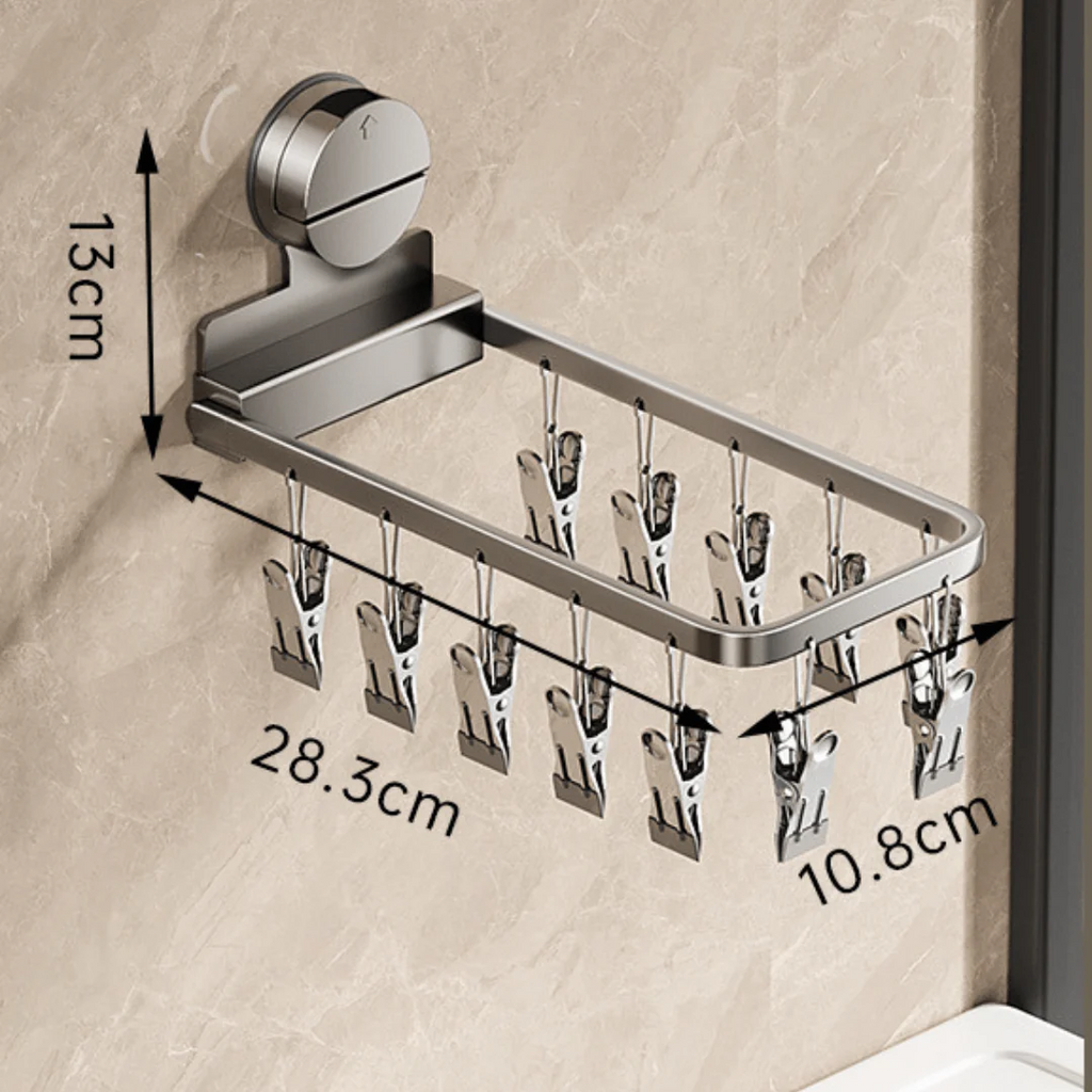 Carbon Steel Foldable Suction Cup Sock Drying Rack