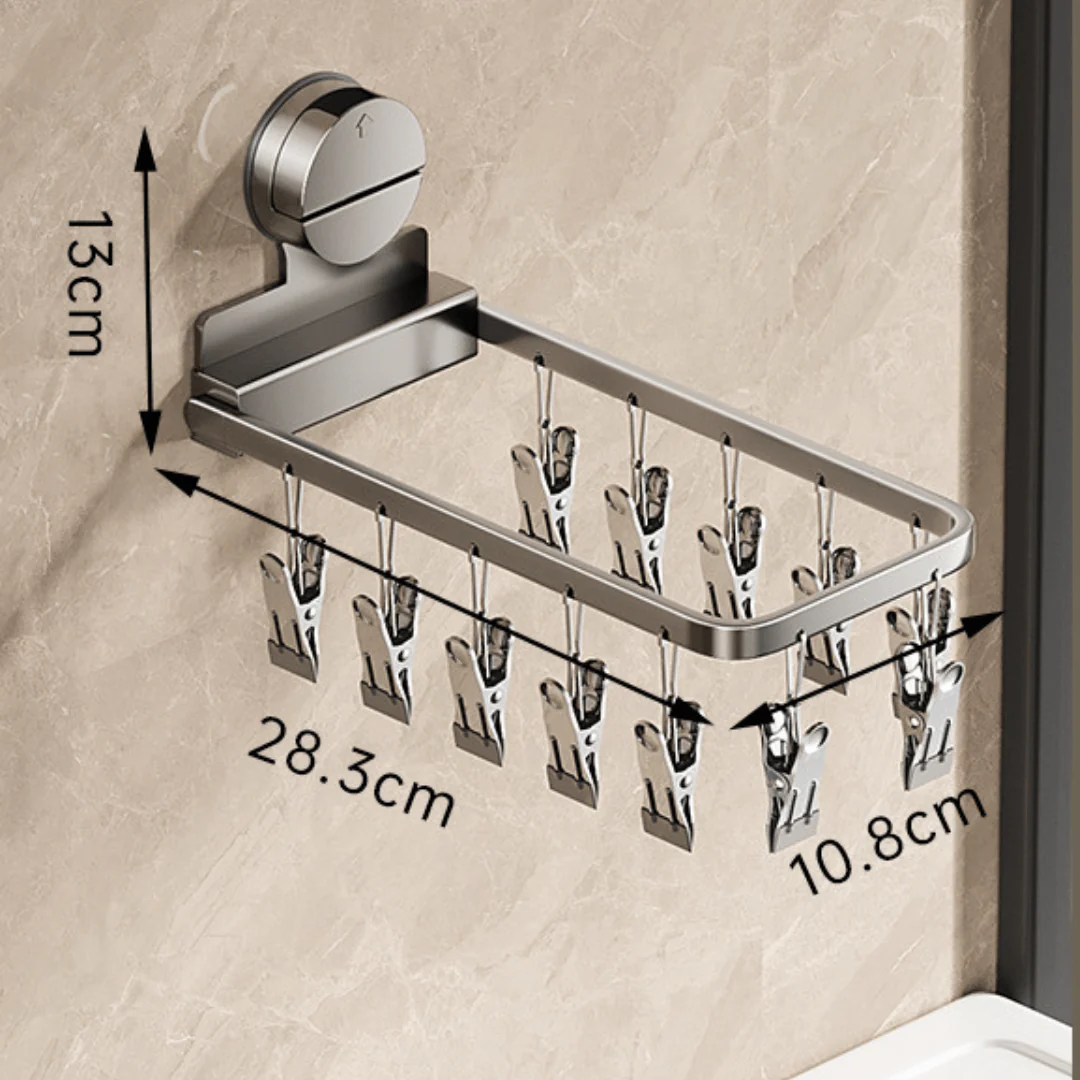 Carbon Steel Foldable Suction Cup Sock Drying Rack