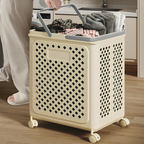 Multi-Purpose Plastic Foldable Laundry Basket with 360° Wheels