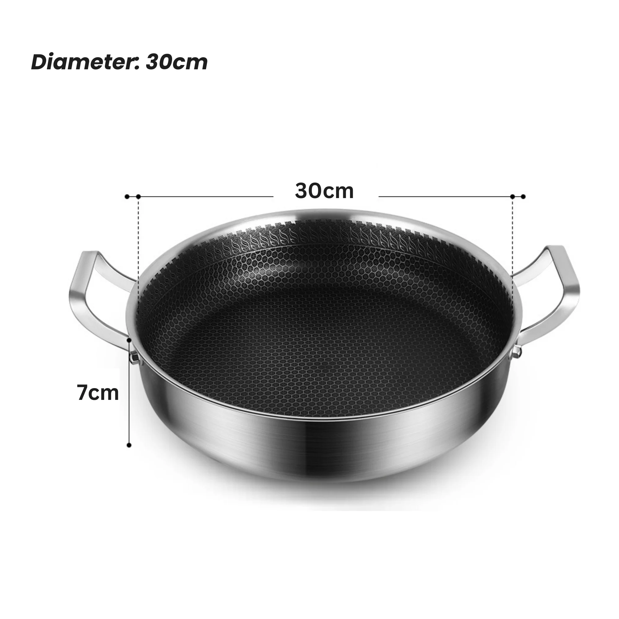 Stainless Steel Non-Stick Honeycomb Deepen Frying Pan (30cm)