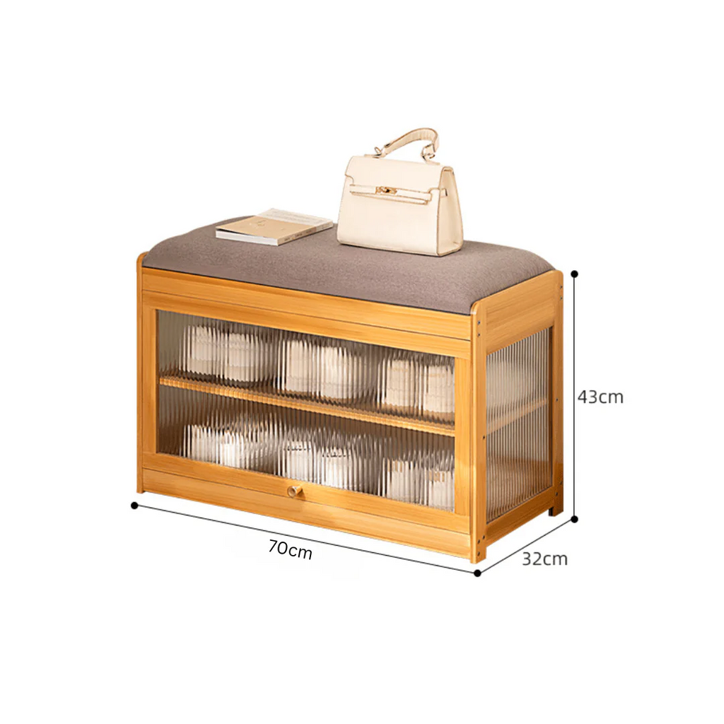Multi-Tier Bamboo Wood Shoe Organiser Bench(70cm)