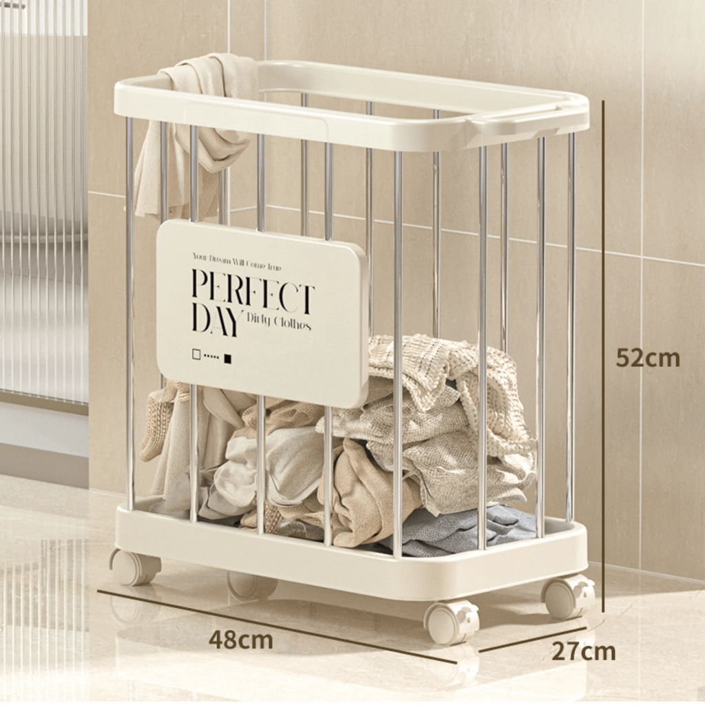 Multi-Purpose Household Plastic Storage Basket for Laundry with Wheels