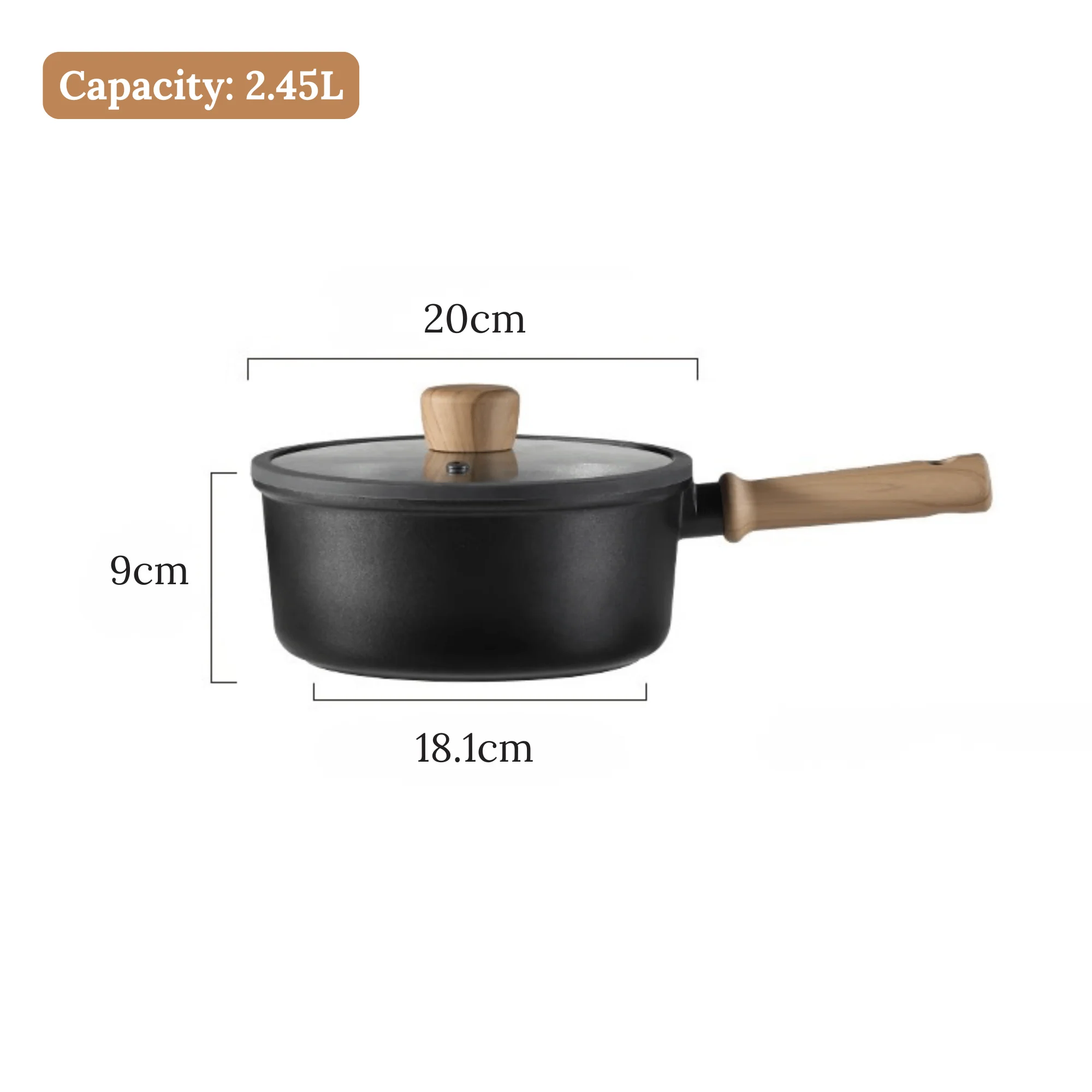 Titanium Non-Stick Induction Frying Pan with Glass Lid (24cm)