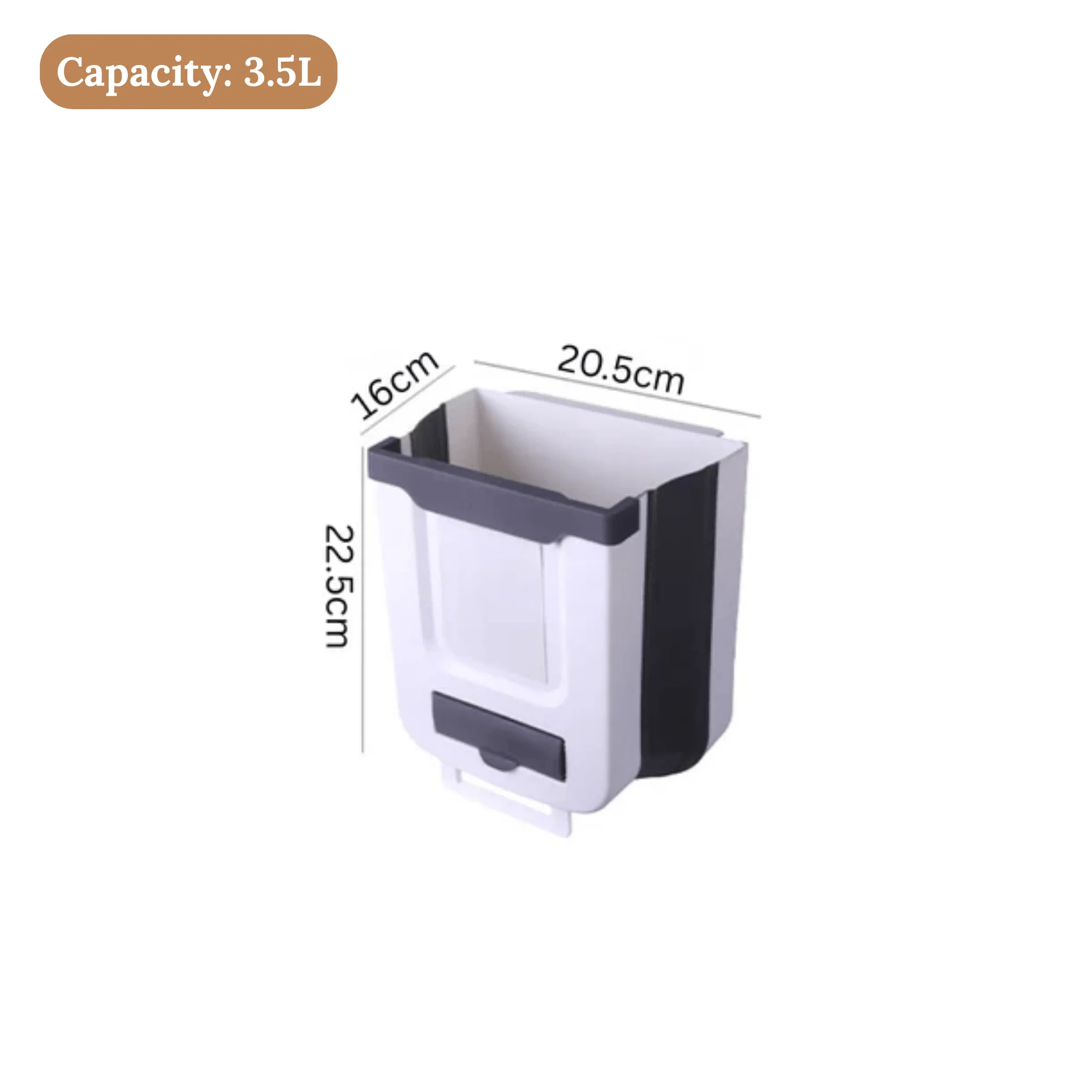 سلة مهملات (زبالة) صغيرة قابلة للطي والتعليق لباب كاونتر المطبخ (خزانة المطبخ)