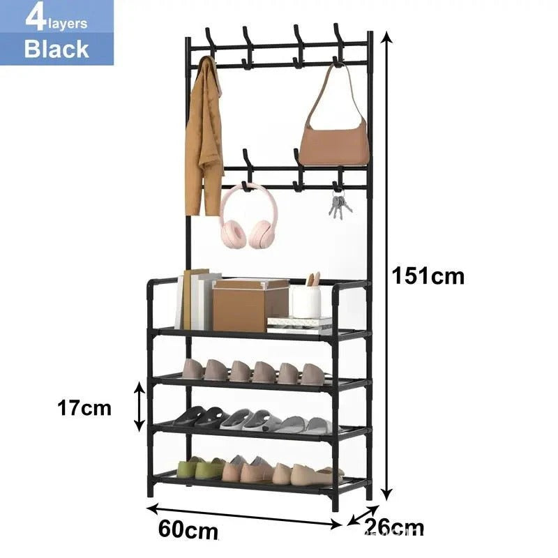 All-In-One Coat Hanger & Shoe Storage Shelf