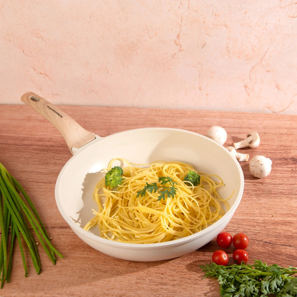 Maifan Stone Non-Stick Flat Bottom Frying Pan (White-24cm)